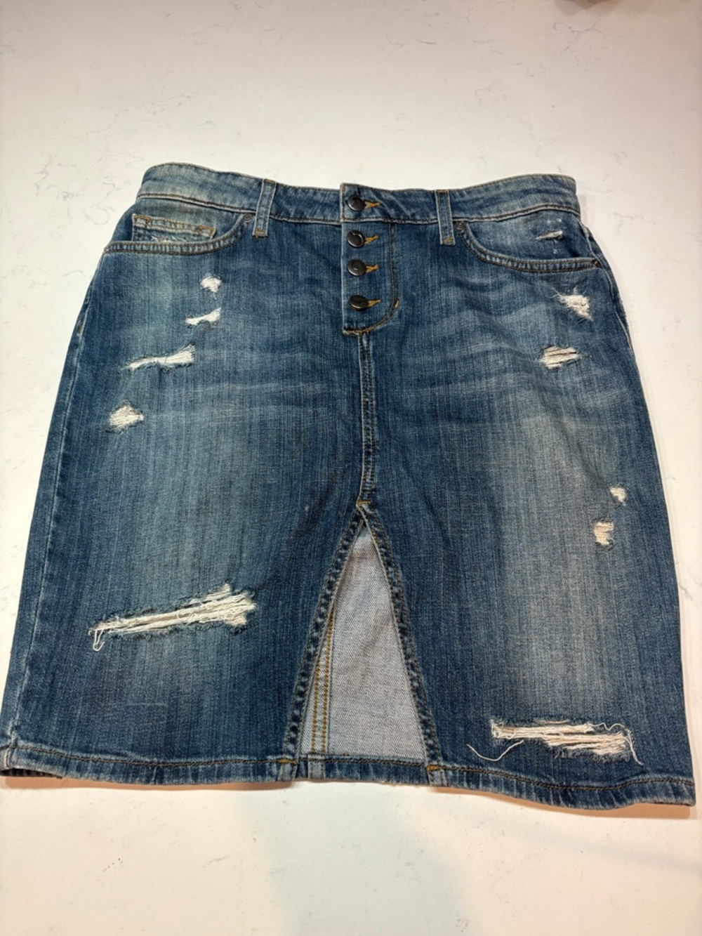 Joe's Jeans Button-Front Distressed Denim Skirt - Blue